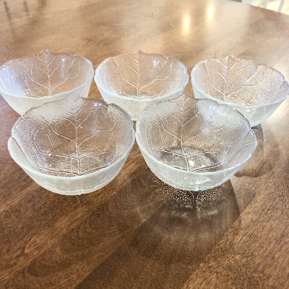 ARCOROC, FRANCE, ASPEN LEAF, Vintage, Glass, 5", Fruit, Dessert, Bowl, Set of 5 - Picture 7 of 12